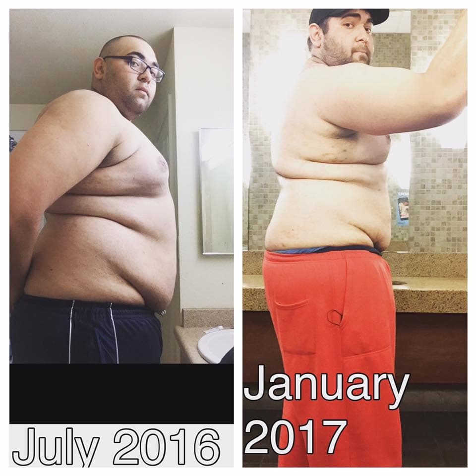 Client weight-loss transformation from July 2016 to January 2017